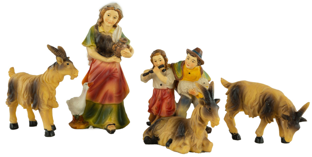 Stimmungsvolle Weihnachtskrippe Gotthard hell inkl. 24-tlg. Figurensatz K 002, Maße Krippe: ca. 90 x 40 x 40 cm